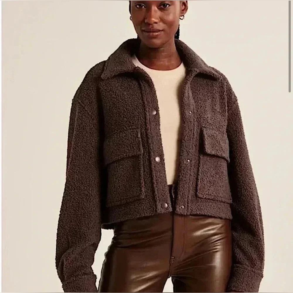 Abercrombie & Fitch Cropped Faux Fur Sherpa Jacket Shearling Teddy NWOT